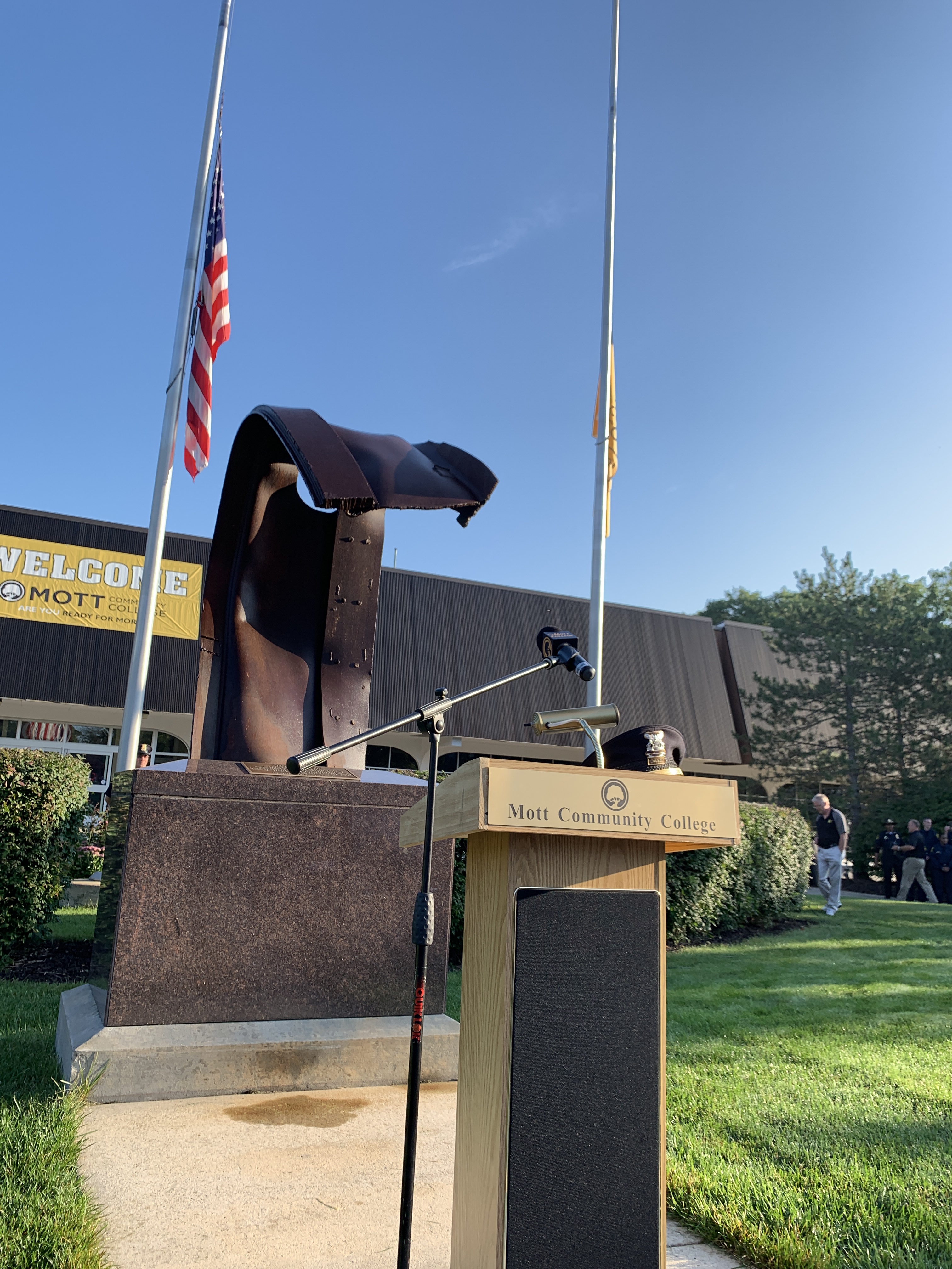 Remnant of one of the twin towers on campus